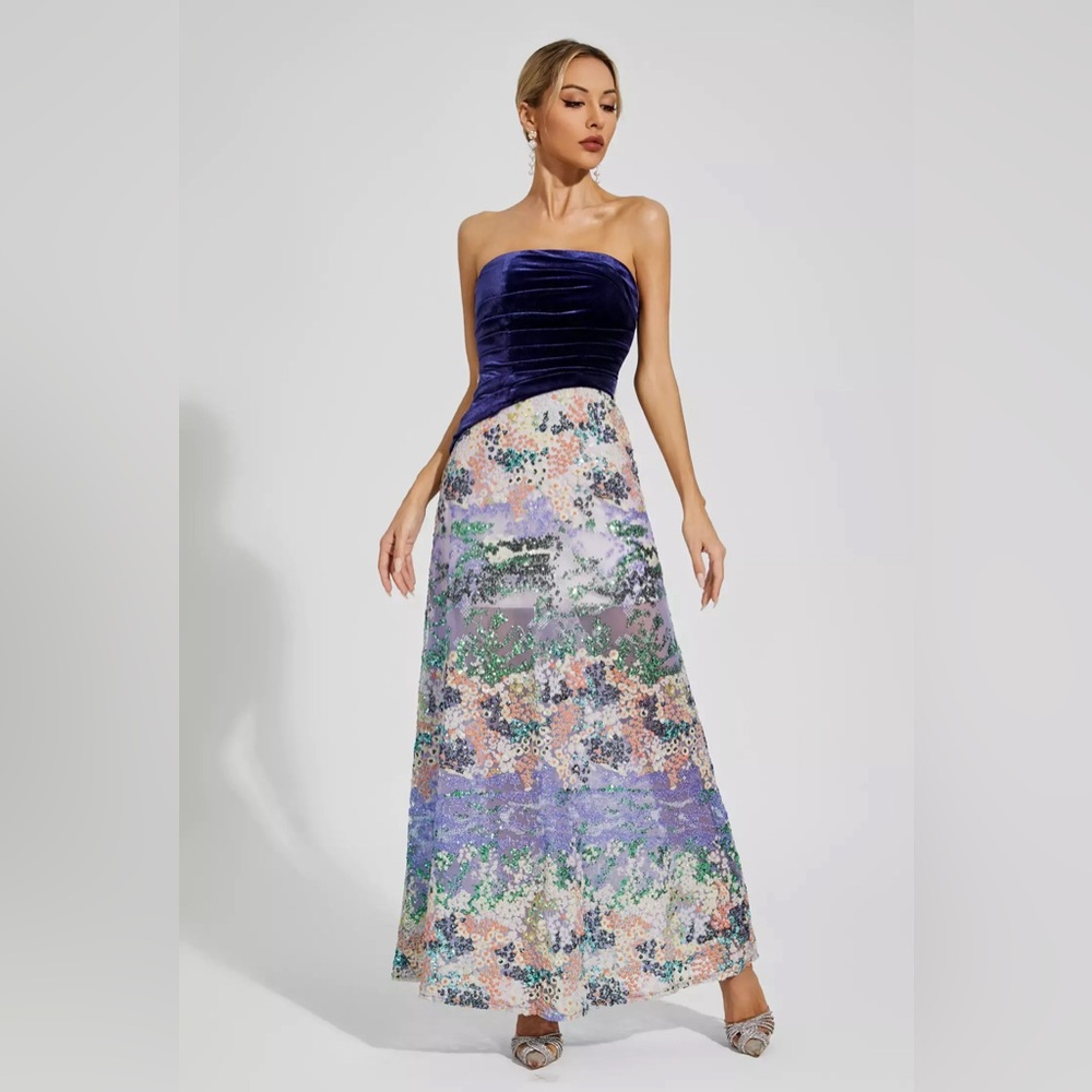Ryann Purple Sequins Off-shoulder Dress